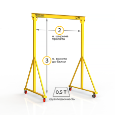 Мини кран козловой мобильный ручной Мобиус МПУ до 500 кг 3x2 метра