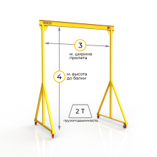 Мини кран козловой мобильный ручной Мобиус МПУ до 2Т 4x3 метра