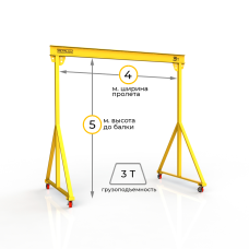 Мини кран козловой мобильный ручной Мобиус МПУ до 3Т 5x4 метра