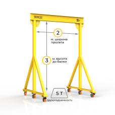 Мини кран козловой мобильный ручной Мобиус МПУ до 5Т 3x2 метра