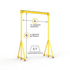 Мини кран козловой мобильный ручной Мобиус МПУ до 5Т 6x4 метра