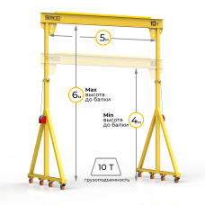 Мини кран козловой с регулируемой высотой Мобиус-TU до 10Т 4-6x5 метров