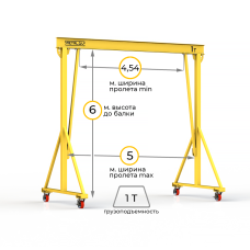 Мини кран козловой ручной усиленный Мобиус-V до 1Т 6x5 метров