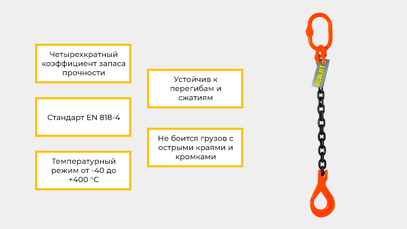 Цепной строп OCALIFT 1СЦ изготавливается по стандарту EN 818-4