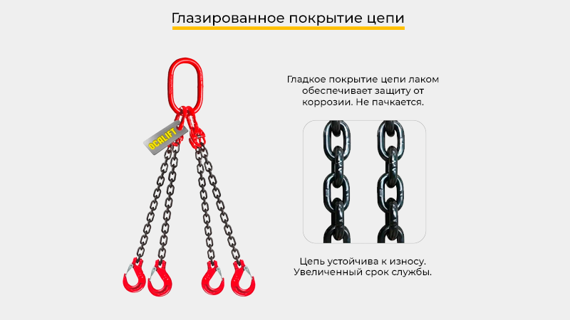 Все цепные стропы OCALIFT проходят стопроцентный заводской технический контроль